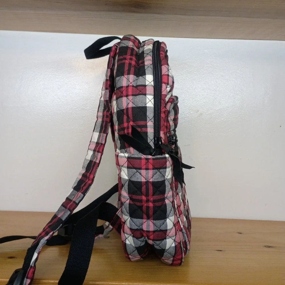 Vera Bradley Women's Cotton Small Backpack Mini Backpack Fireplace Plaid Quilted